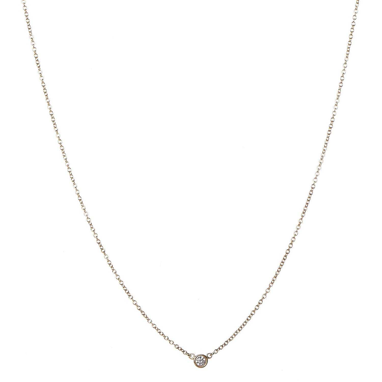 Tiffany 18K Yellow Gold Diamond .05ct Elsa Peretti Diamonds by the Yard Pendant Necklace 1 of 9