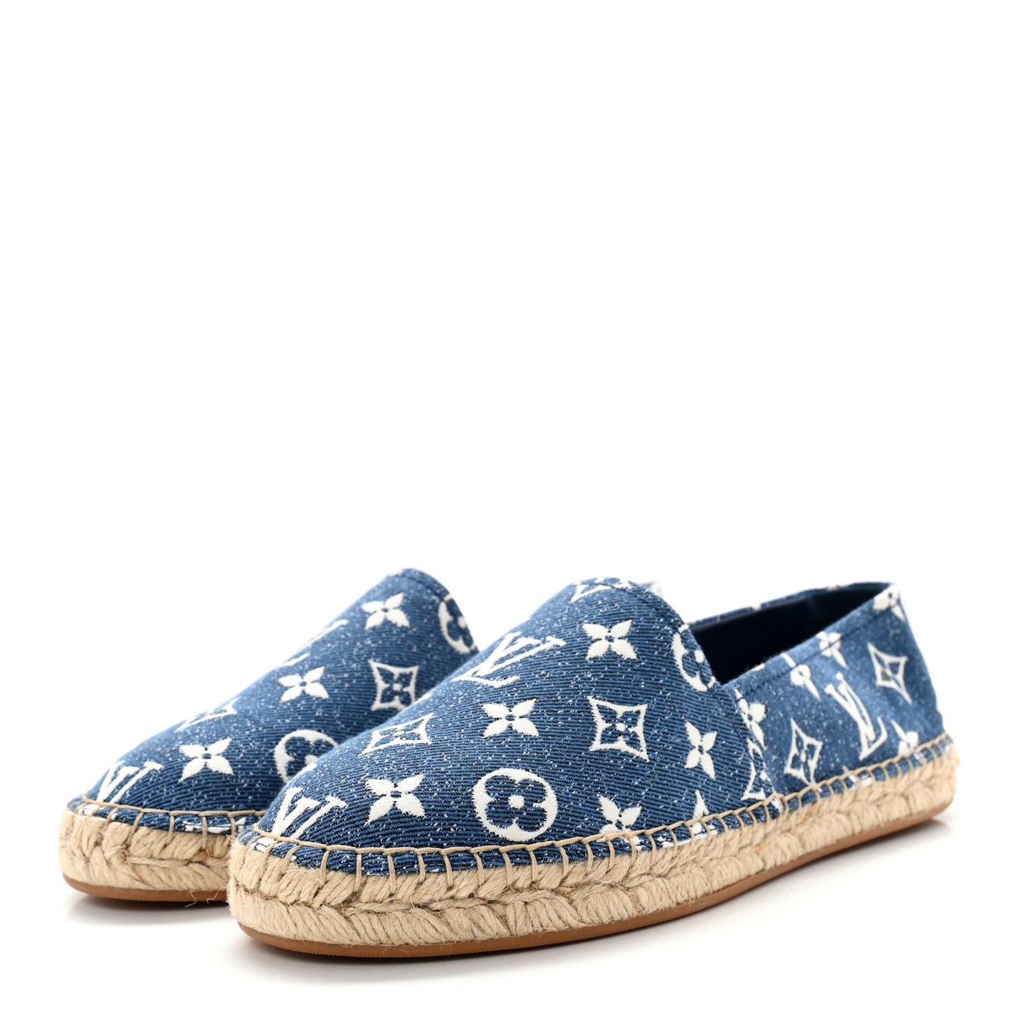 Monogram Denim Starboard Espadrille Flats 40 Blue