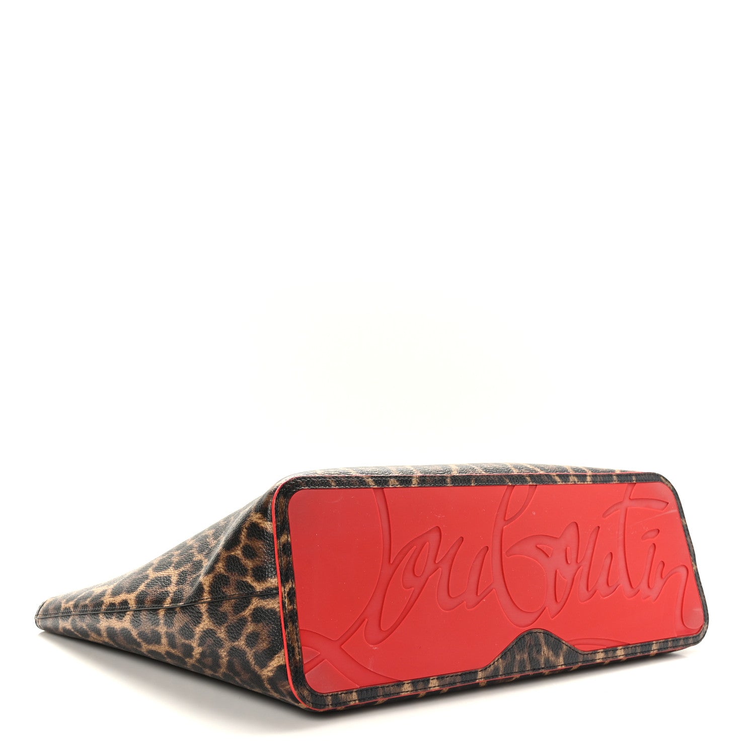 Christian Louboutin Calfskin Leopard Print Spikes East West Cabata Tote Brown 5 of 10