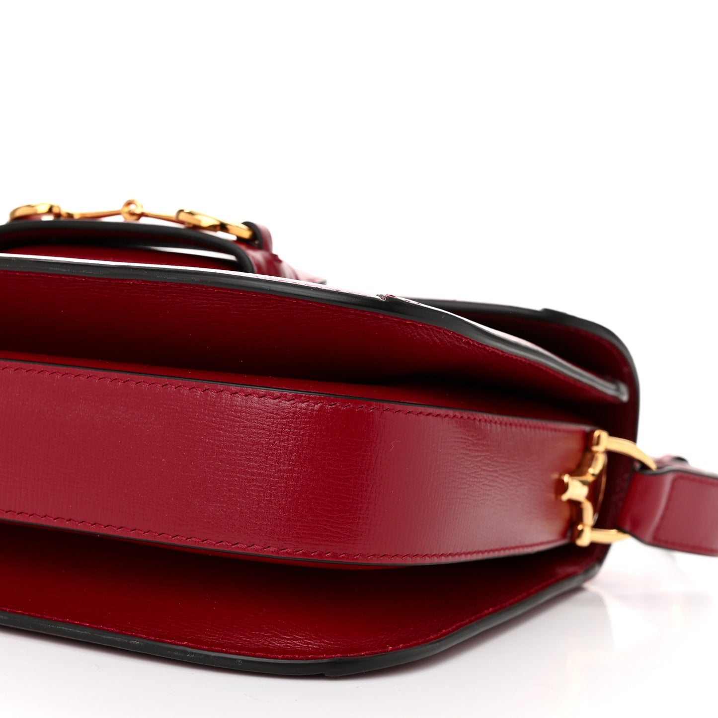 GG Supreme Monogram Azalea Calfskin Horsebit 1955 Shoulder Bag Beige Ebony New Cherry Red