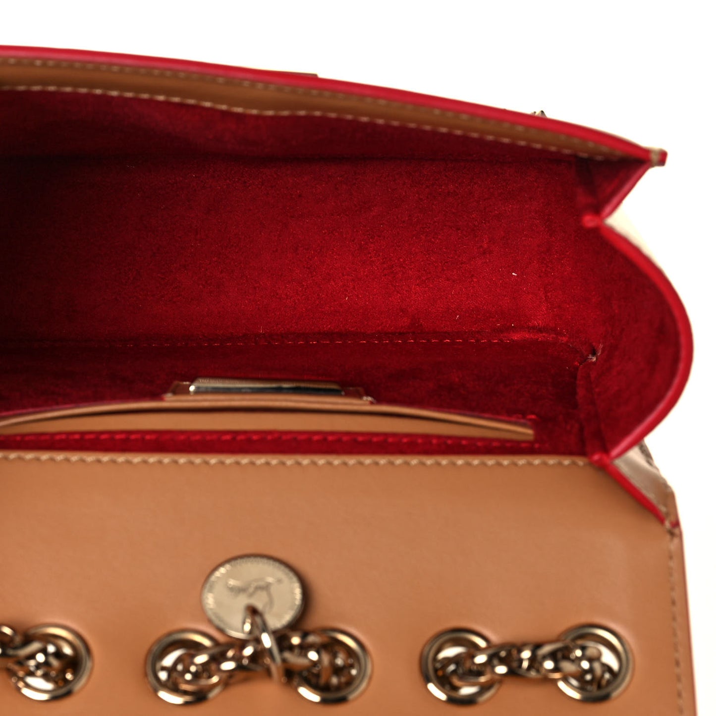 Calfskin Spikes Baby Sweet Charity Shoulder Bag Biscuit