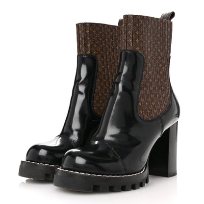 Louis Vuitton Patent Nano Monogram Ankle Star Trail Boots 37 Black 4 of 13