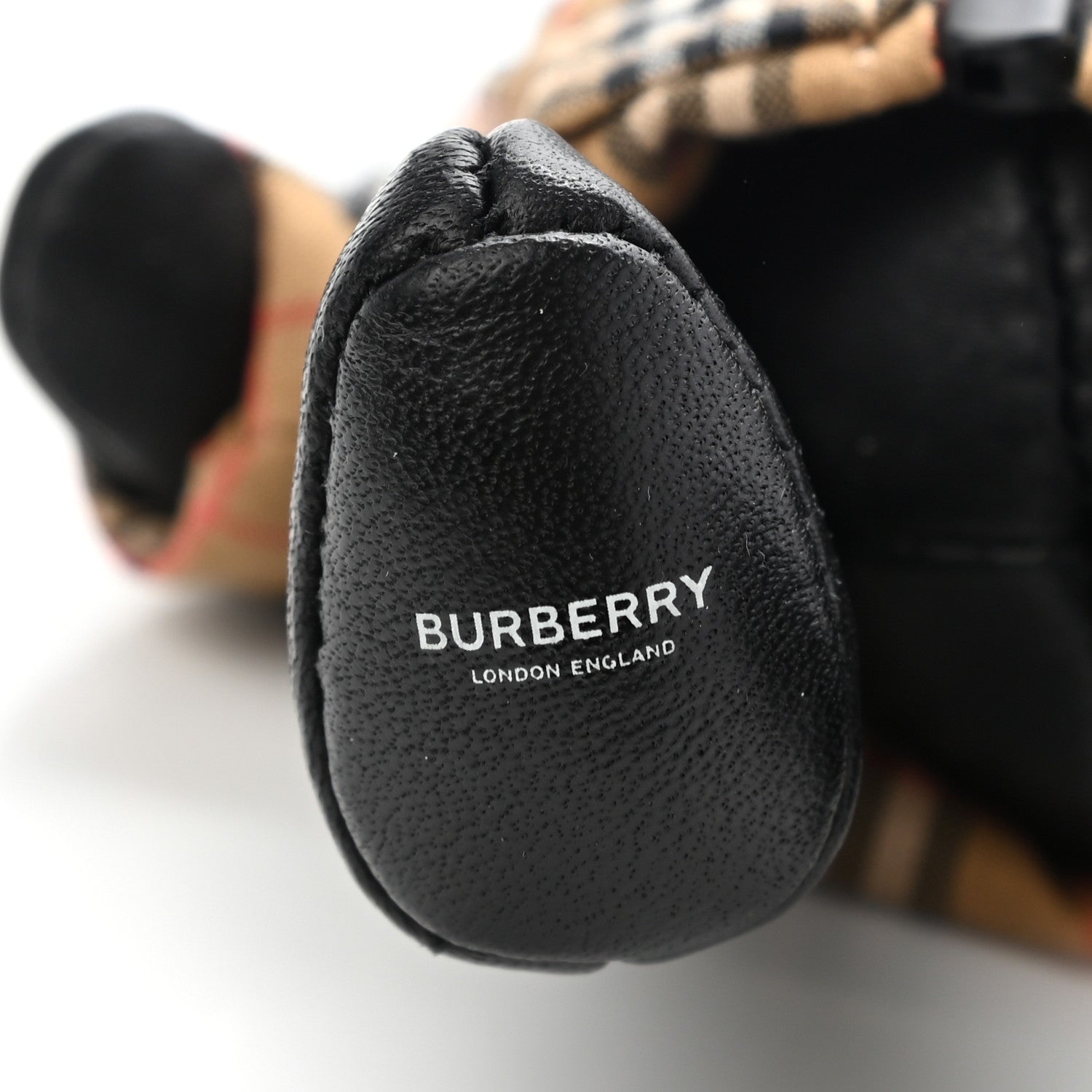 Burberry Grained Calfskin Vintage Check Thomas Trench Teddy Bear Keychain Charm Black 6 of 9