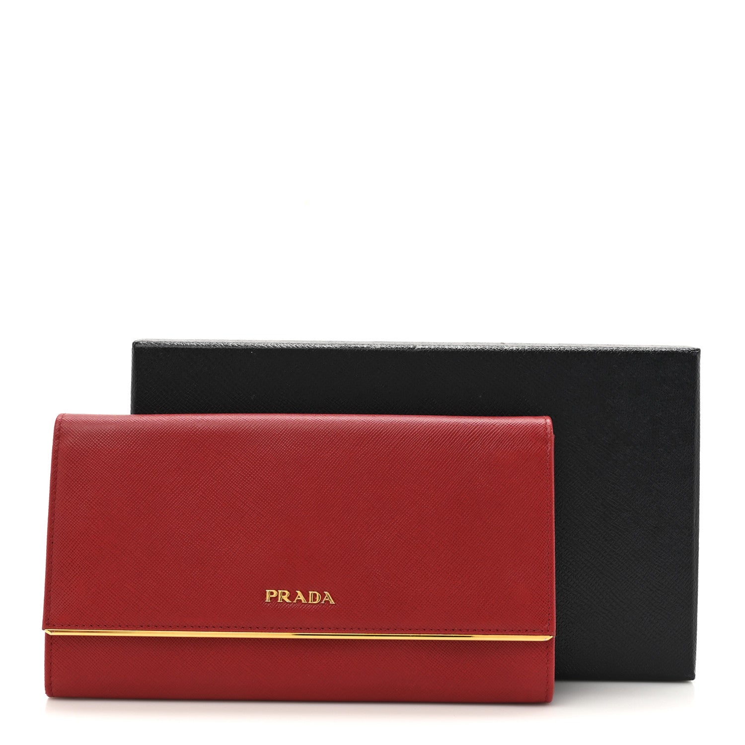 Prada Saffiano Metal Bar Flap Wallet Fuoco 12 of 12