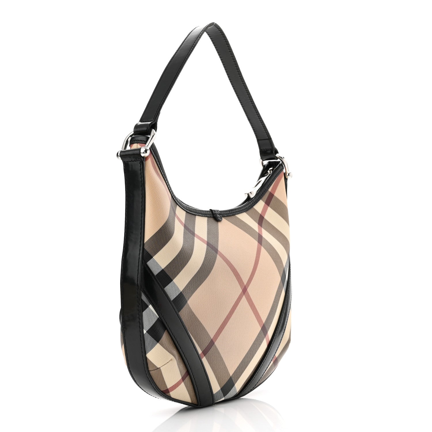 Burberry Supernova Check Buckle Hobo Black 3 of 12