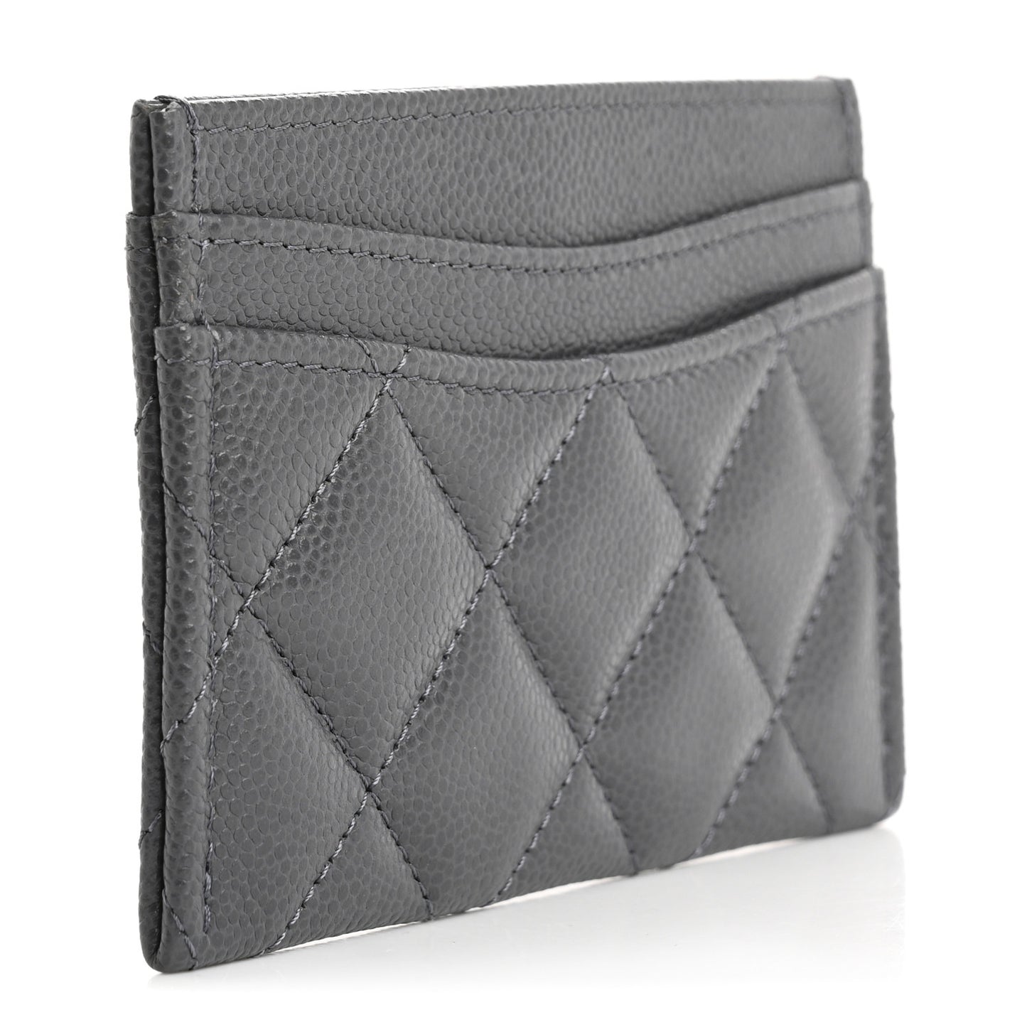 Caviar Quilted Card Holder Grey