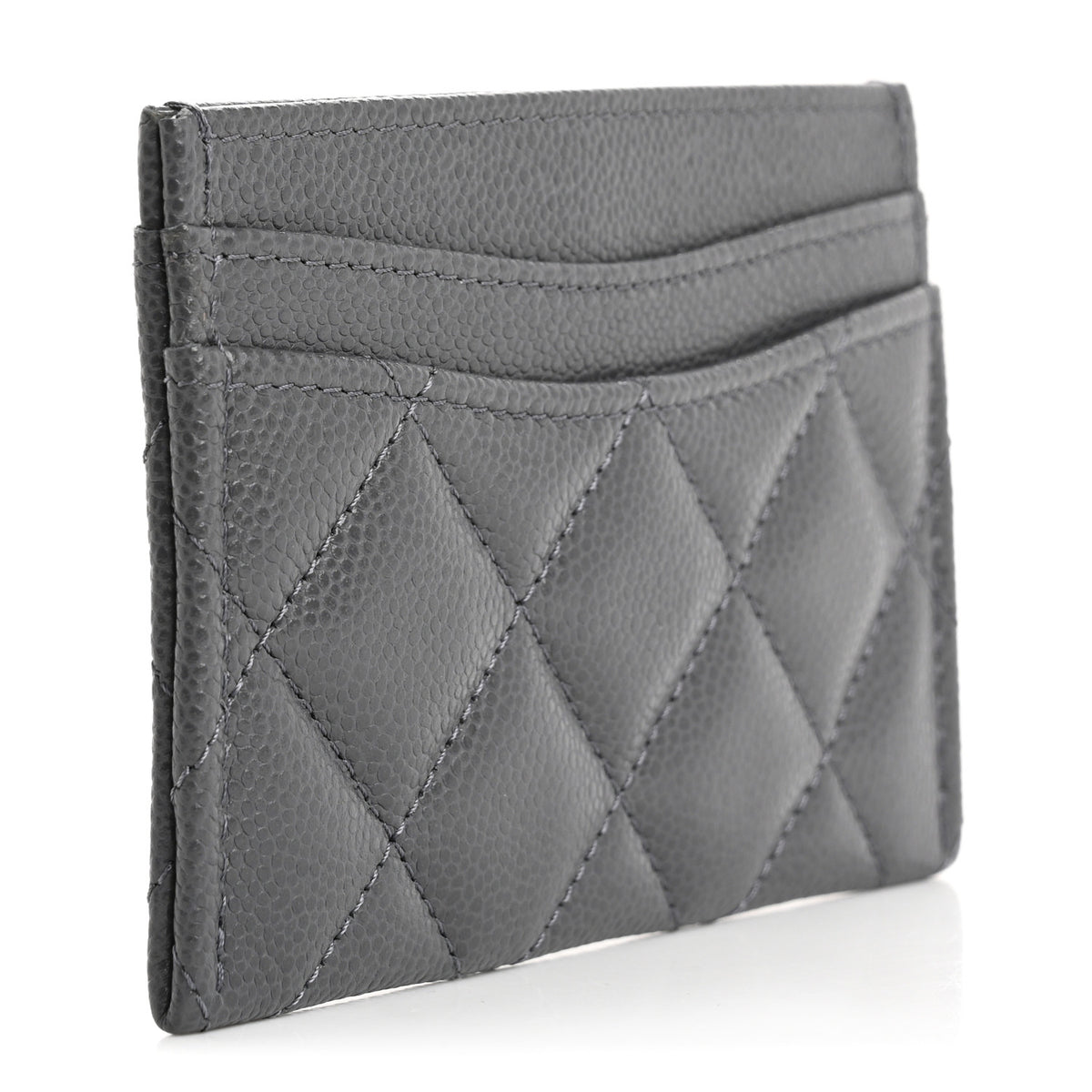 Caviar Quilted Card Holder Grey