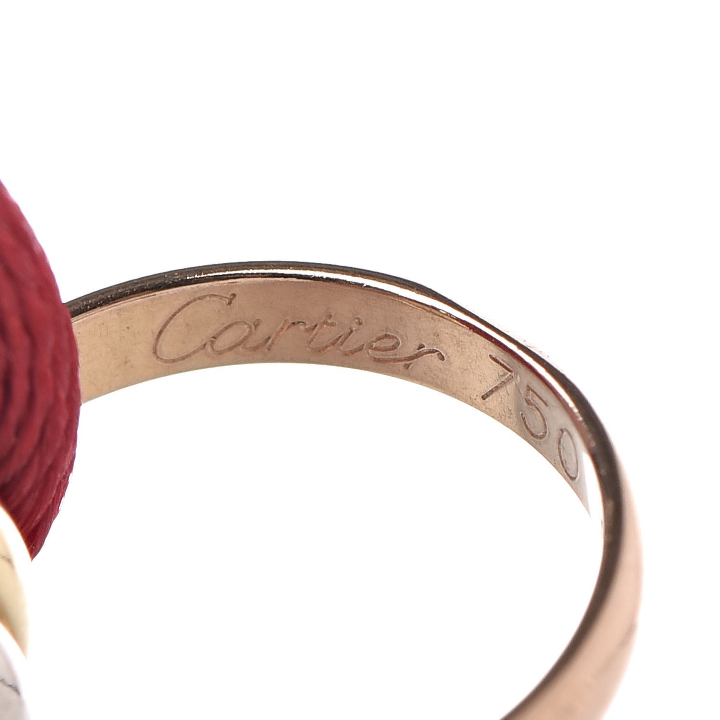 18K Pink Yellow White Gold Trinity Cord Bracelet Red