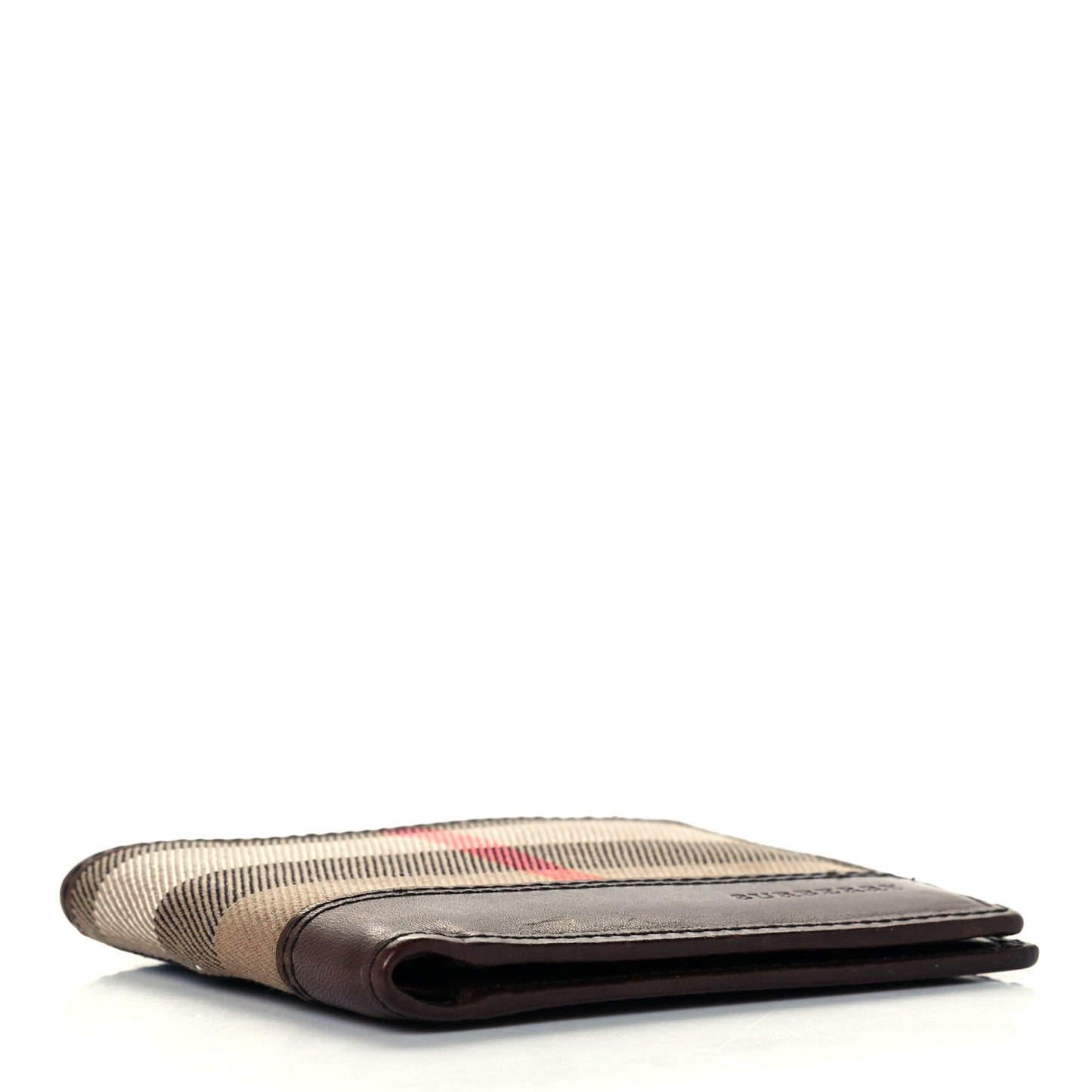 Calfskin House Check Bi-Fold Wallet Brown