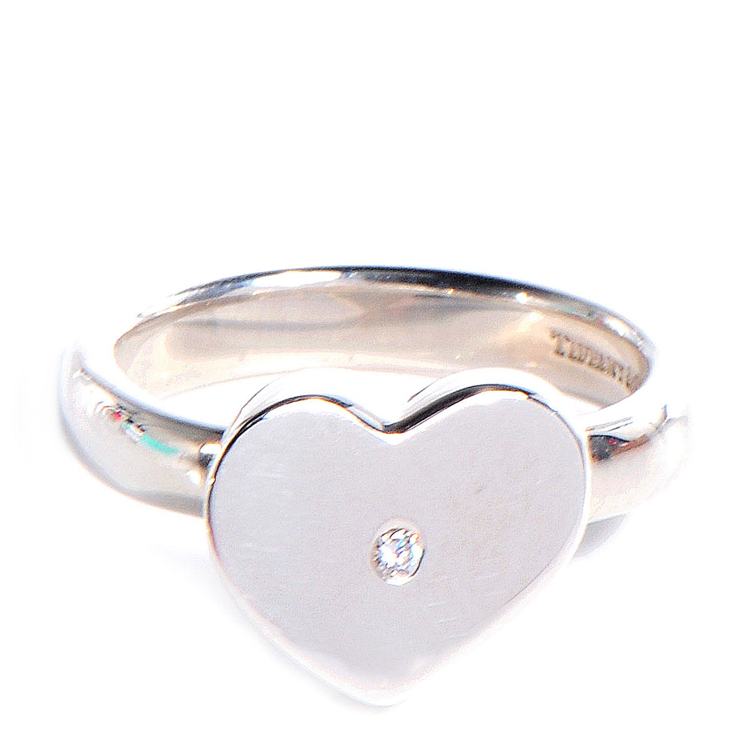 Sterling Silver Modern Heart Diamond Ring 5.5
