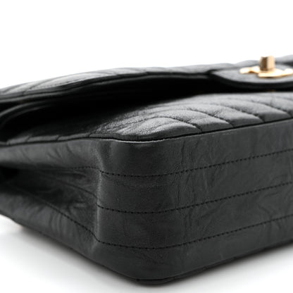Chanel Iridescent Calfskin Chevron Quilted Medium Double Flap Black 10 of 11