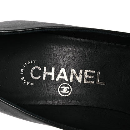 Chanel Calfskin Cap Toe CC Pumps 39 Black Silver 9 of 14