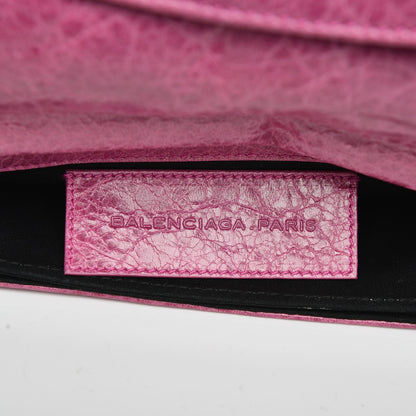 Balenciaga Agneau Giant 21 Gold Hardware Envelope Clutch Magenta 6 of 11
