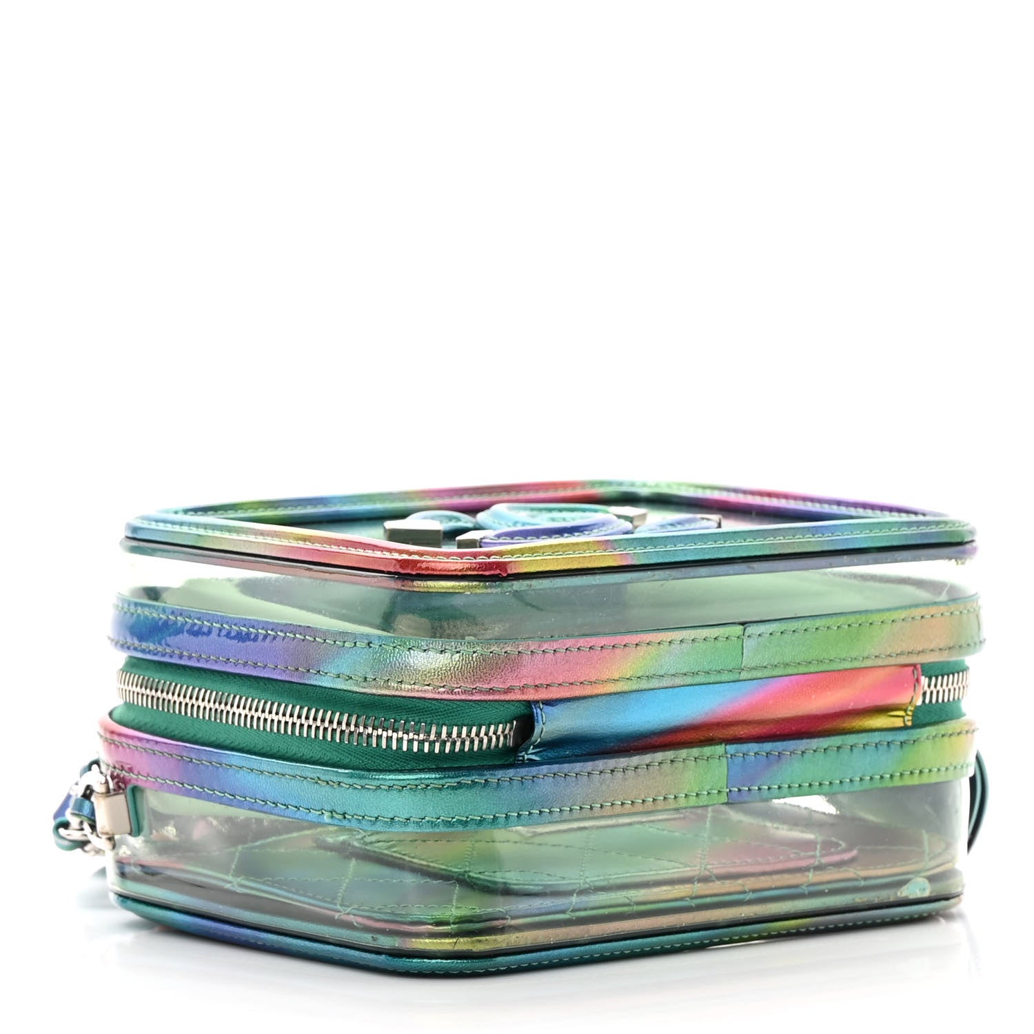 Chanel PVC Patent Calfskin Patent Lambskin Small CC Vanity Case Green 4 of 13