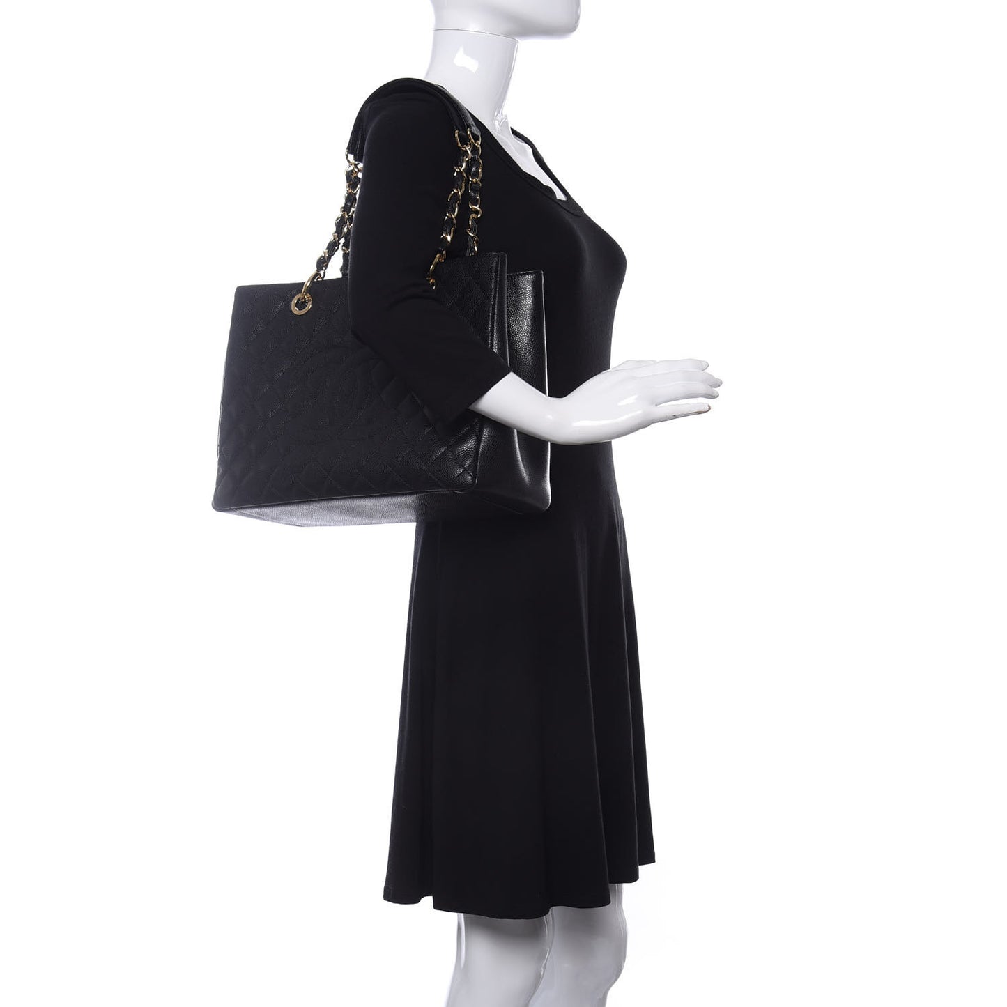 Caviar Quilted Grand Shopping Tote GST Black