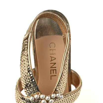 Chanel Sequin Pearl CC Thong Sandals 38.5 Gold 7 of 9