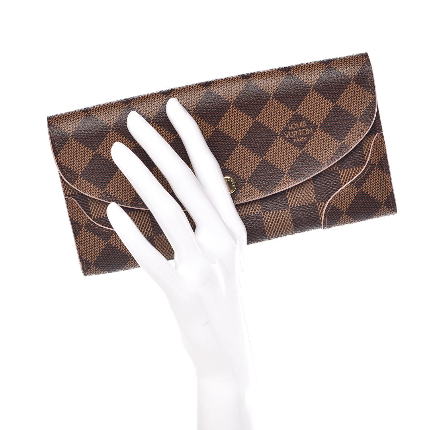 Louis Vuitton Damier Ebene Caissa Wallet Rose Ballerine 2 of 10
