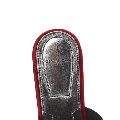 Givenchy Calfskin Velvet Bedford Logo Mule Slides 35.5 Red Navy 6 of 8
