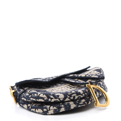 Christian Dior Oblique Embroidered Saddle Bag Blue 4 of 13
