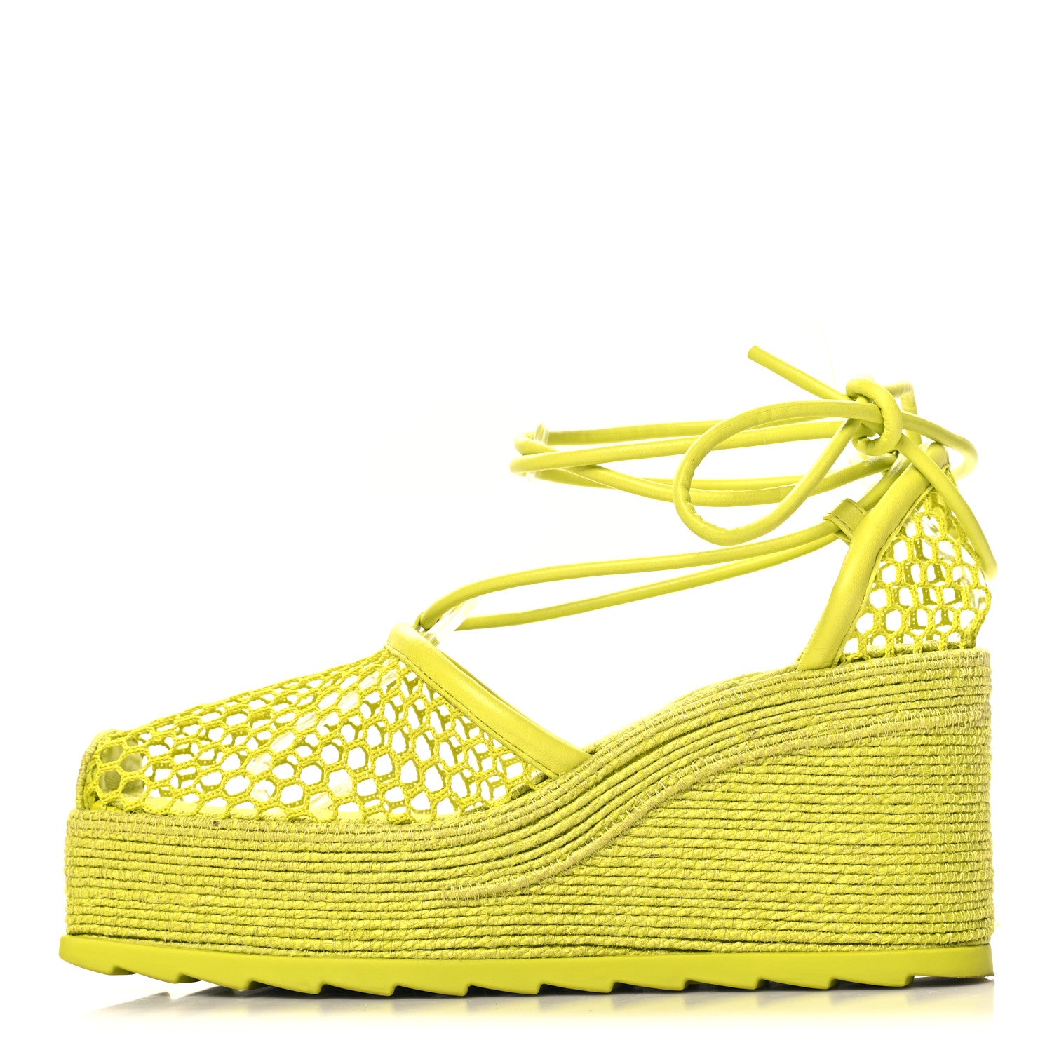 Bottega Veneta Mesh Lambskin Sporty Web Stretch Ankle Tie Espadrilles 39 Kiwi 1 of 8
