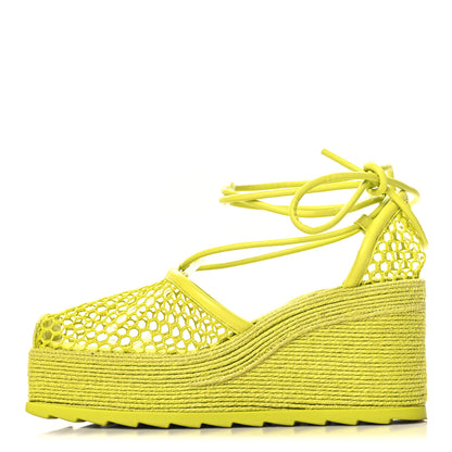 Bottega Veneta Mesh Lambskin Sporty Web Stretch Ankle Tie Espadrilles 39 Kiwi 1 of 8