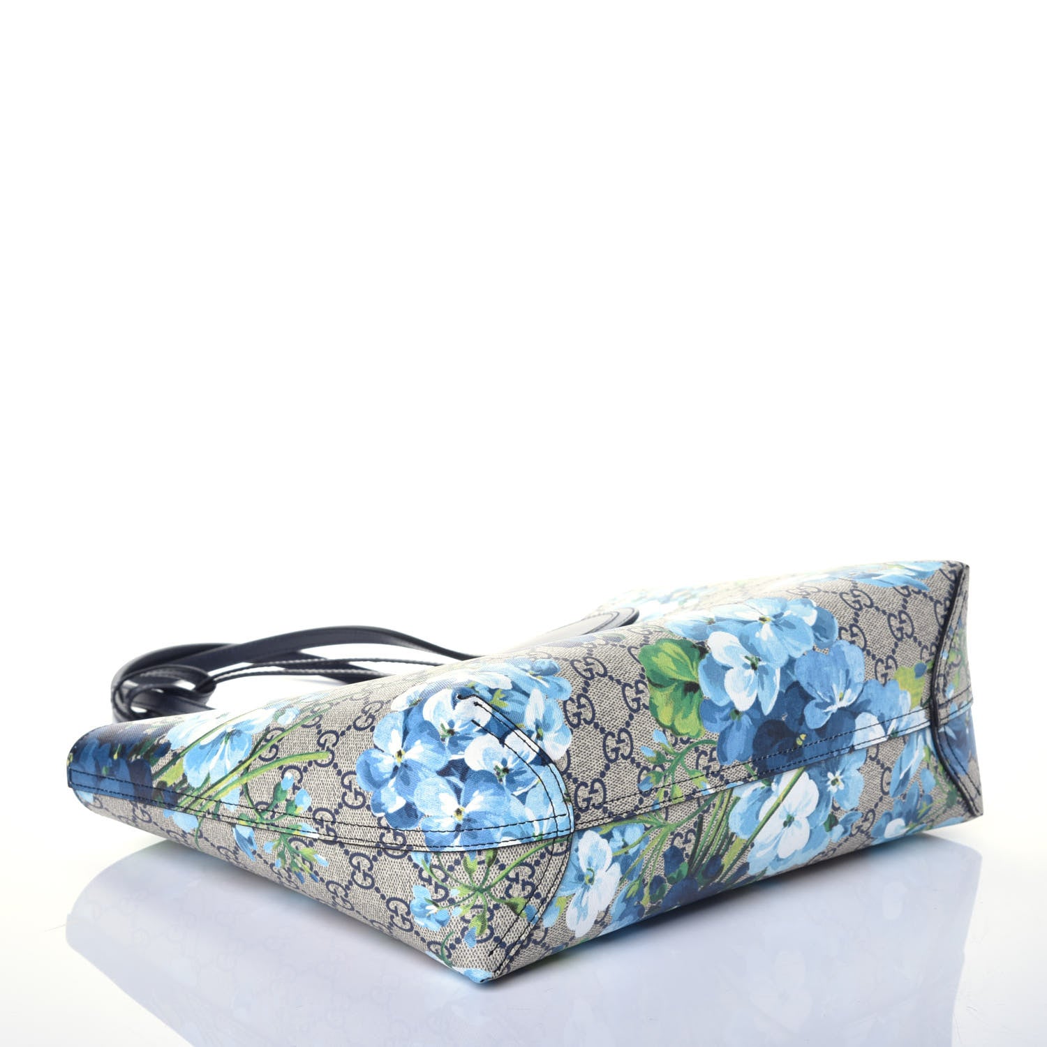 Gucci GG Supreme Monogram Blooms Small Reversible Tote Beige Blue Navy 12 of 30