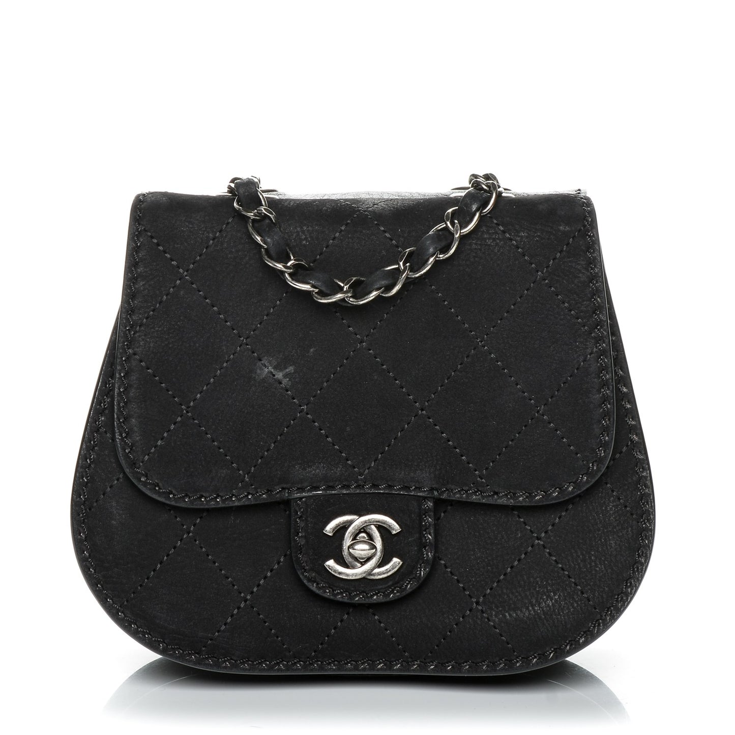 Suede Small Coco Twin Flap Black