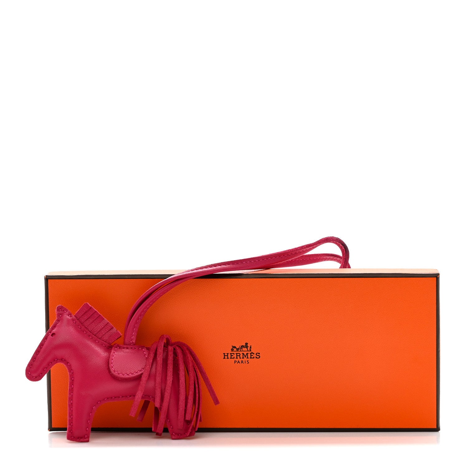 Hermes Milo Lambskin Grigri Rodeo Horse Bag Charm PM Rose Mexico