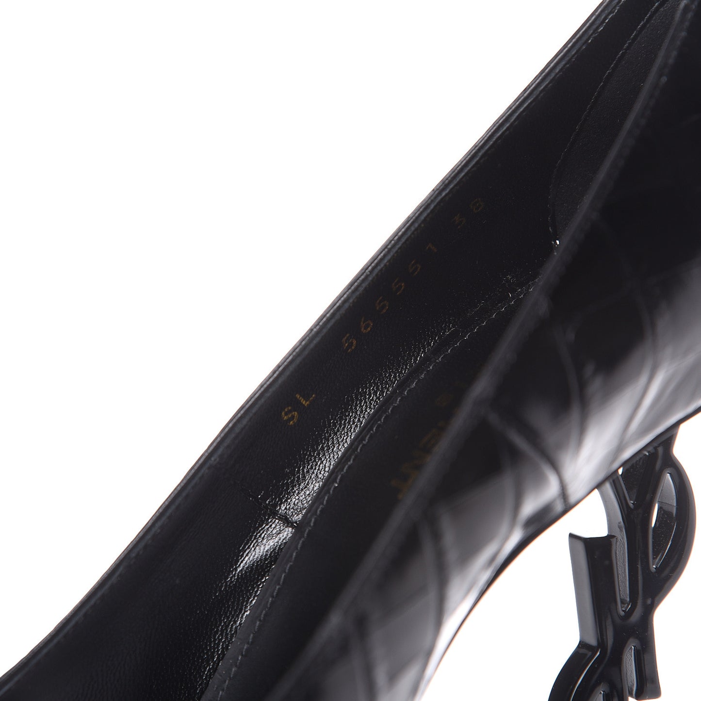 Calfskin Crocodile Embossed Opyum Pumps 38 Black