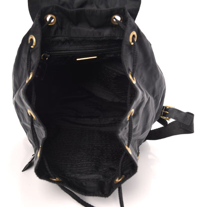 Prada Tessuto Nylon Crocodile Embossed Calfskin Cinch Backpack Black 4 of 11