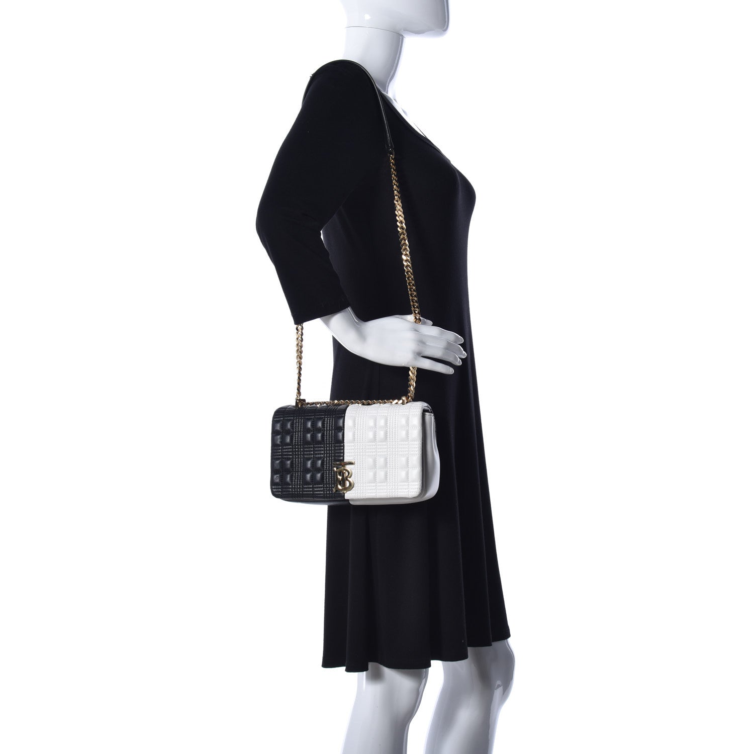 Burberry Lambskin Quilted Small Lola Bag White Black 2 of 15