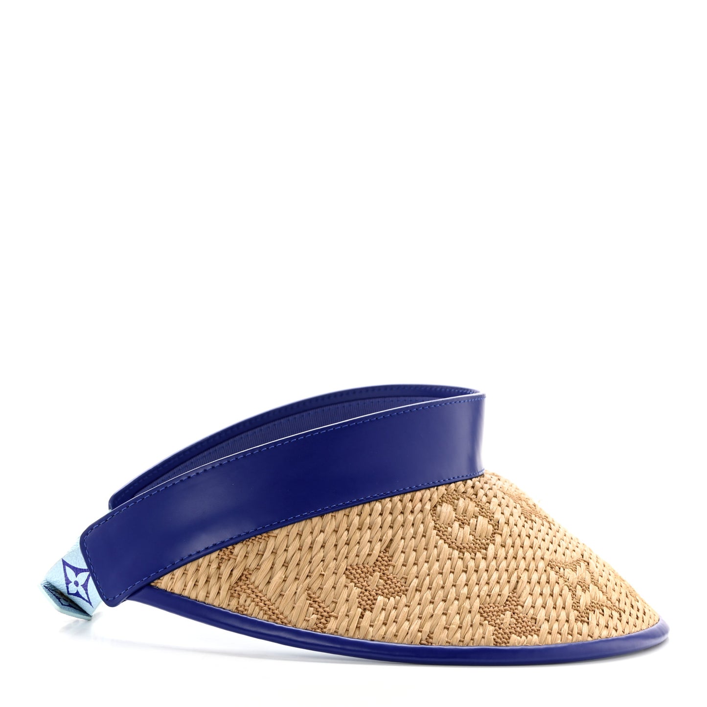 Calfskin Raffia Monogram Strawgram Visor Blue