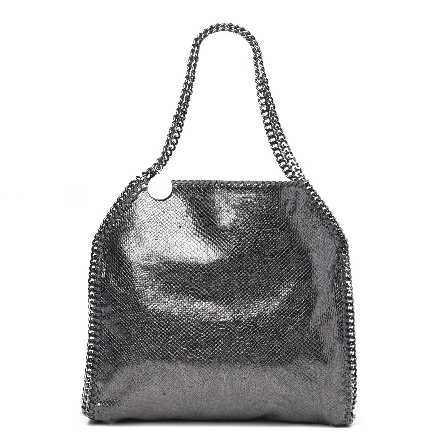 Metallic Snake Print Small Falabella Tote Ruthenium