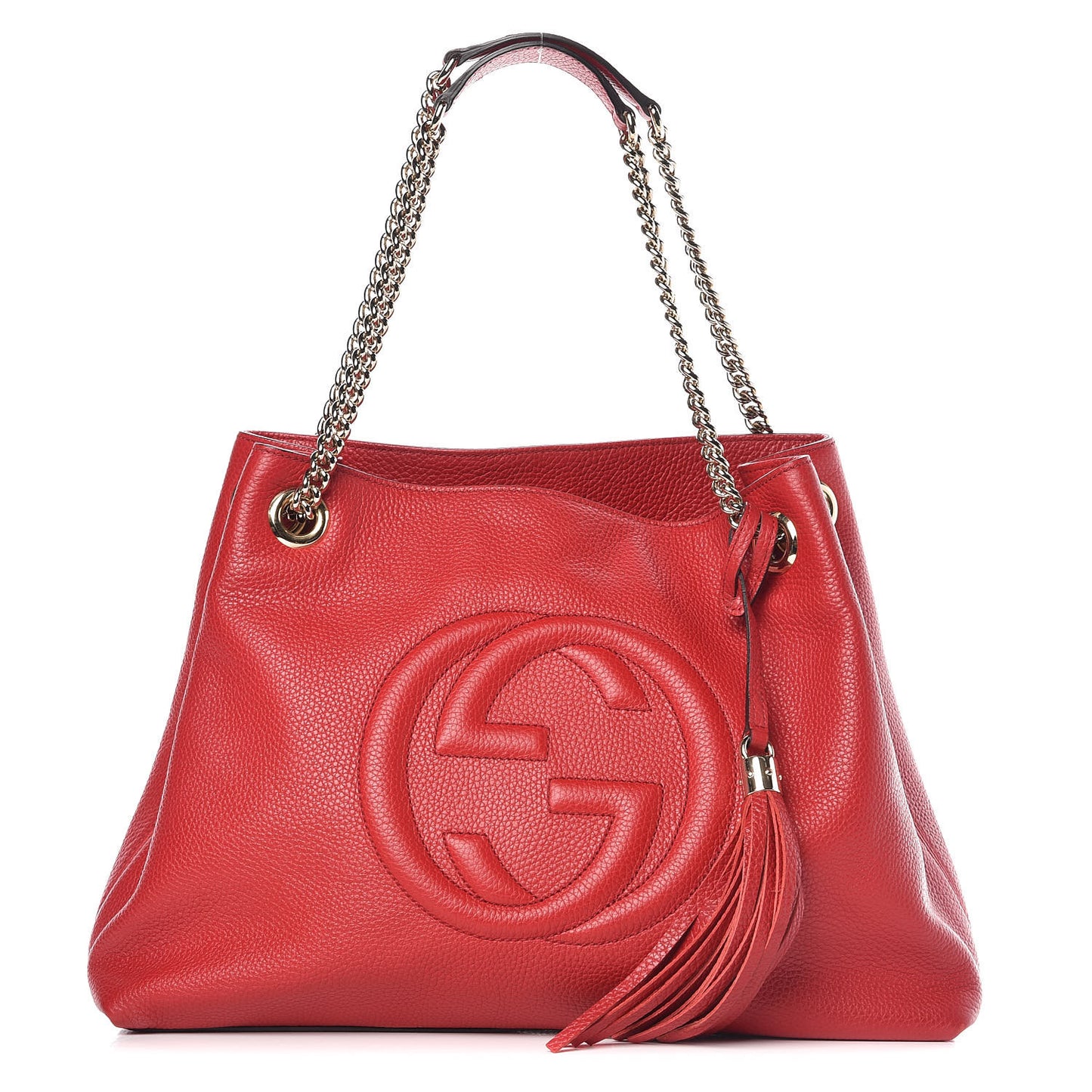 Pebbled Calfskin Medium Soho Chain Shoulder Bag Tabasco Red