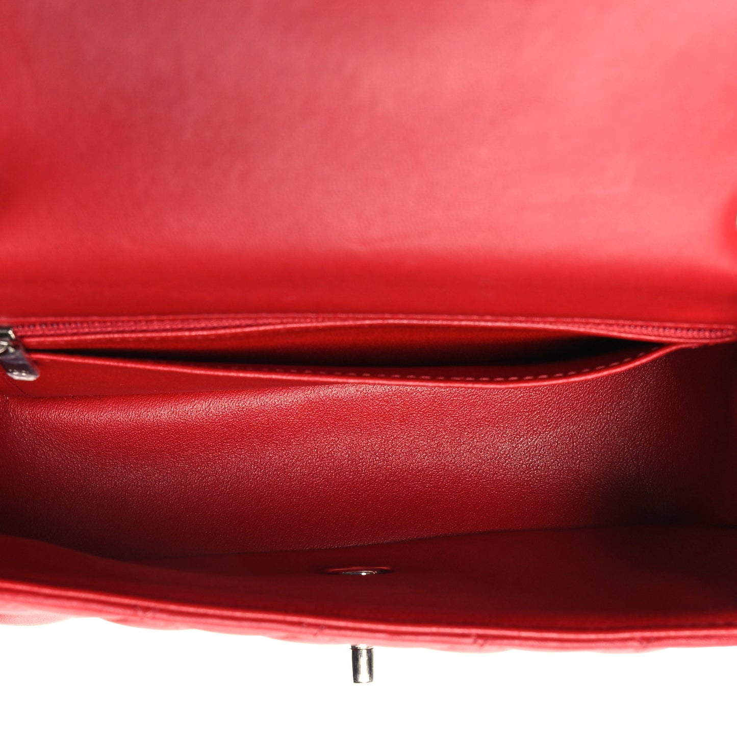 Lambskin Quilted Mini Rectangular Flap Red