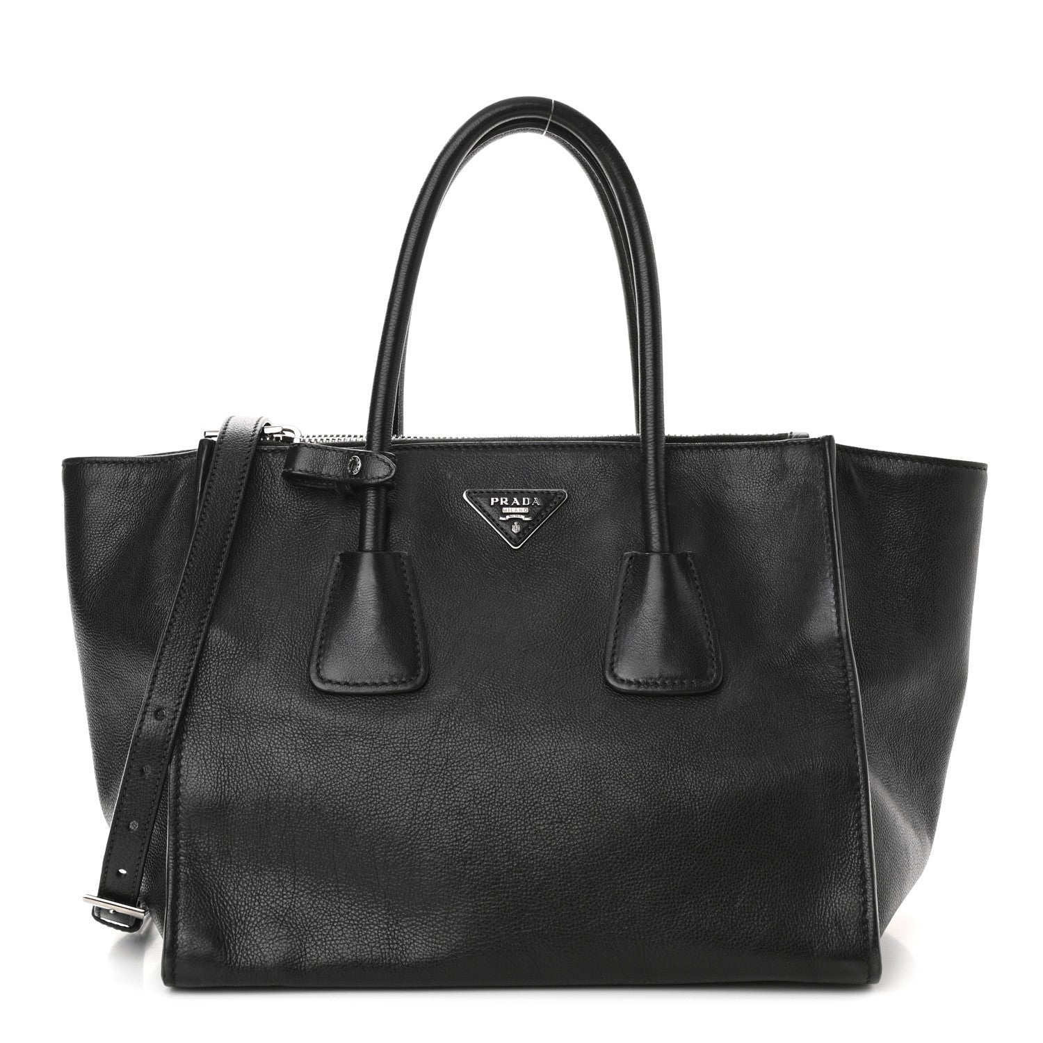 Prada City Calf Medium Galleria Double Zip Tote Black 1 of 12