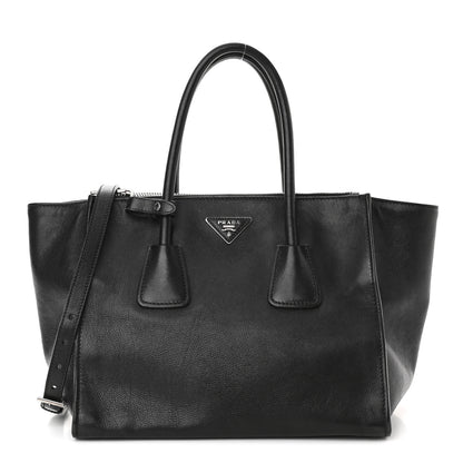 Prada City Calf Medium Galleria Double Zip Tote Black 1 of 12