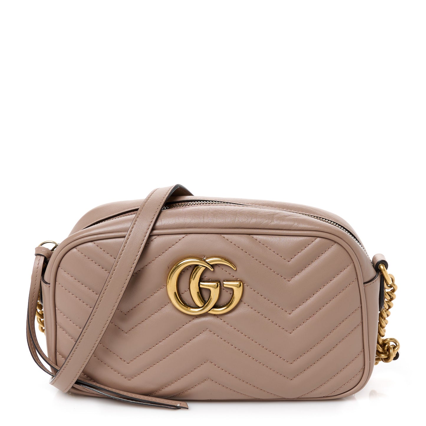 Calfskin Matelasse Small GG Marmont Chain Shoulder Bag Porcelain Rose