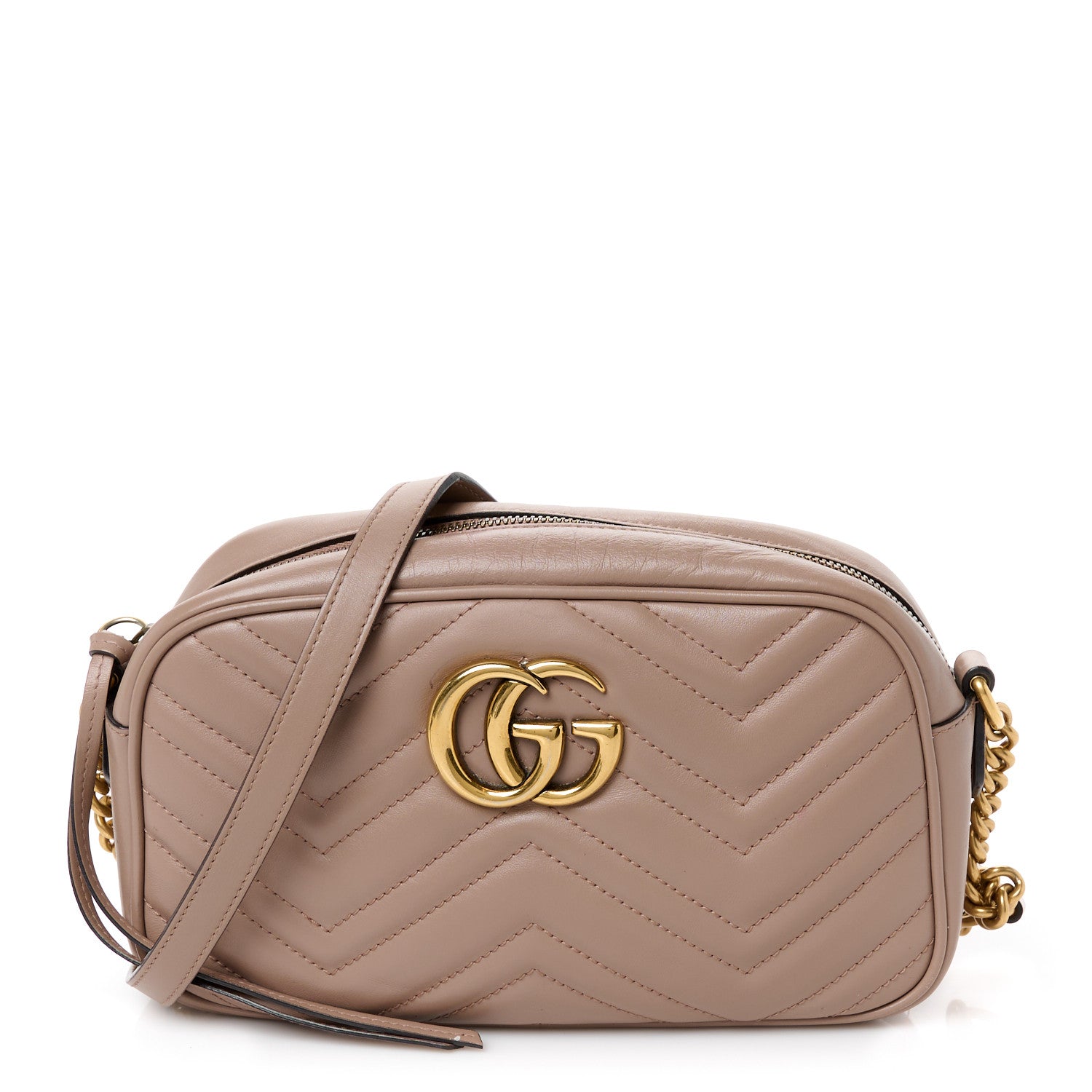 Gucci Calfskin Matelasse Small GG Marmont Chain Shoulder Bag Porcelain Rose 1 of 12