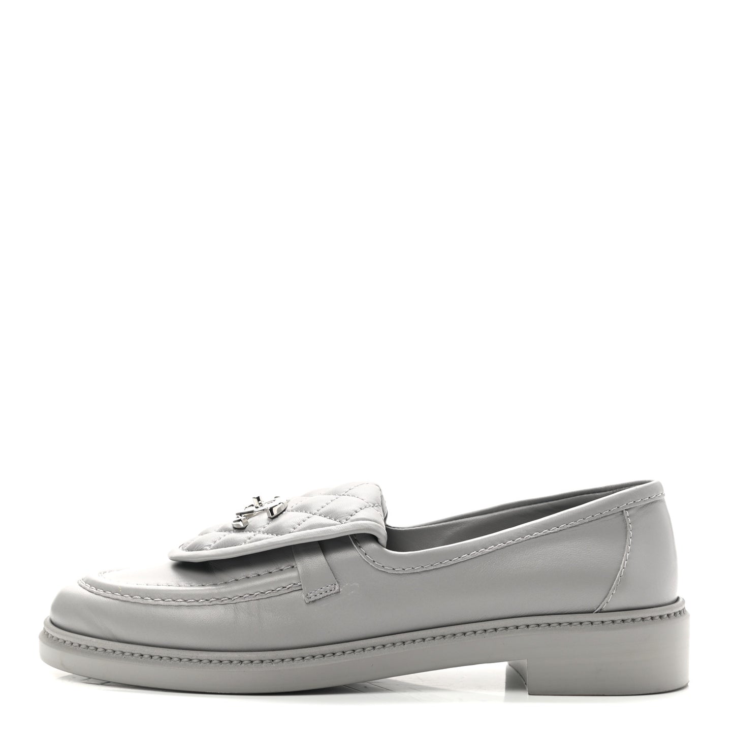 Lambskin Quilted CC Turnlock Loafers 40 Grey