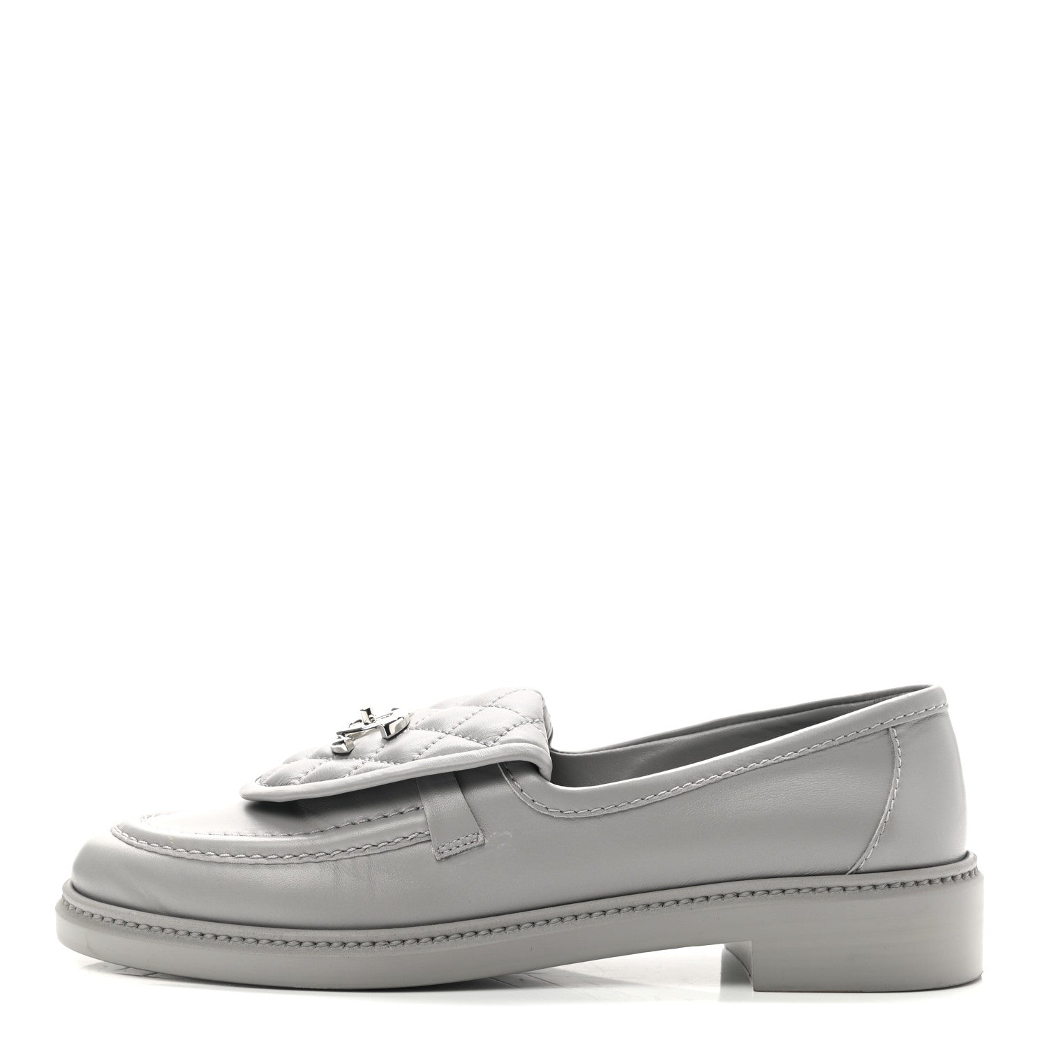 Chanel Lambskin Quilted CC Turnlock Loafers 40 Grey 1 of 11