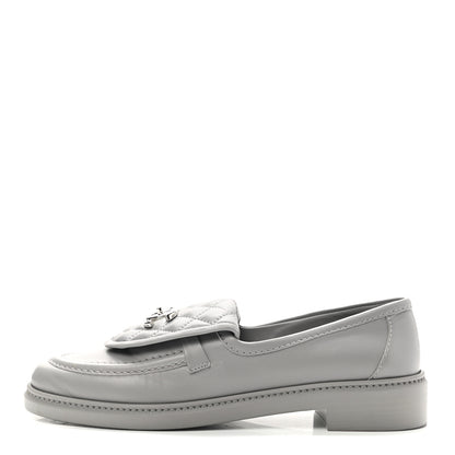 Chanel Lambskin Quilted CC Turnlock Loafers 40 Grey 1 of 11