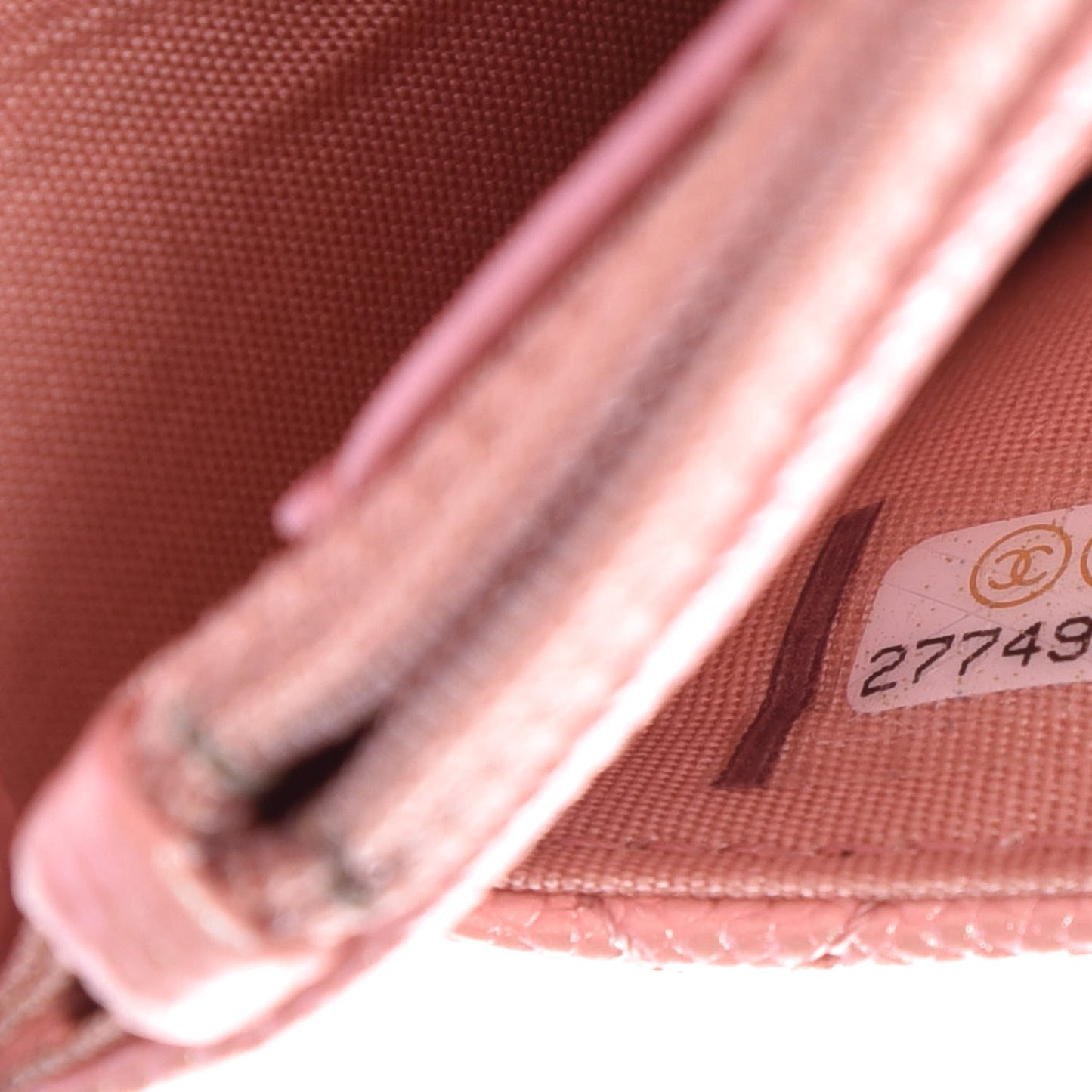 Iridescent Caviar Quilted Wallet on Chain WOC Rose Pink