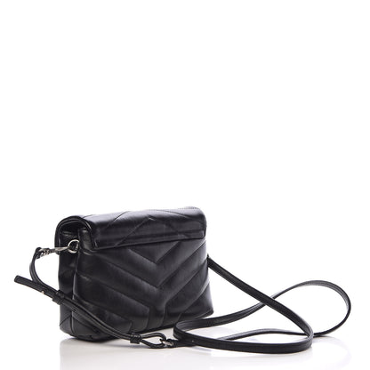 Saint Laurent Calfskin Y Quilted Monogram Toy Loulou Crossbody Bag Black 3 of 11