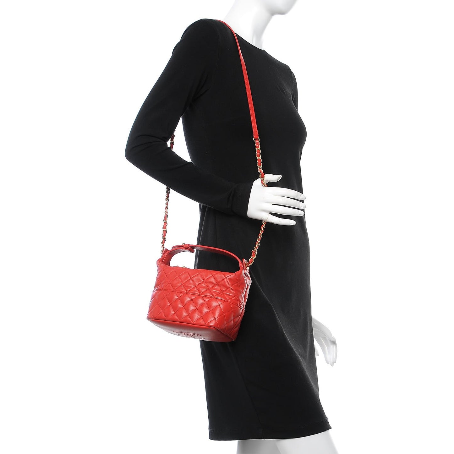 Lambskin Quilted Hobo Red