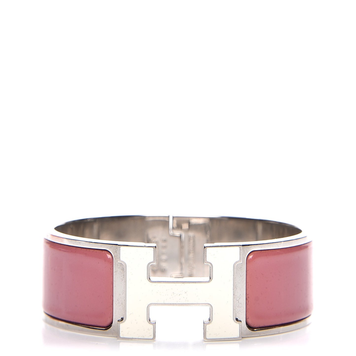 Enamel Wide Clic Clac H Bracelet PM Vieux Rose White