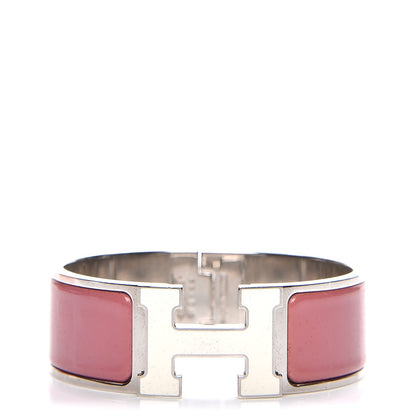 Hermes Enamel Wide Clic Clac H Bracelet PM Vieux Rose White 1 of 6