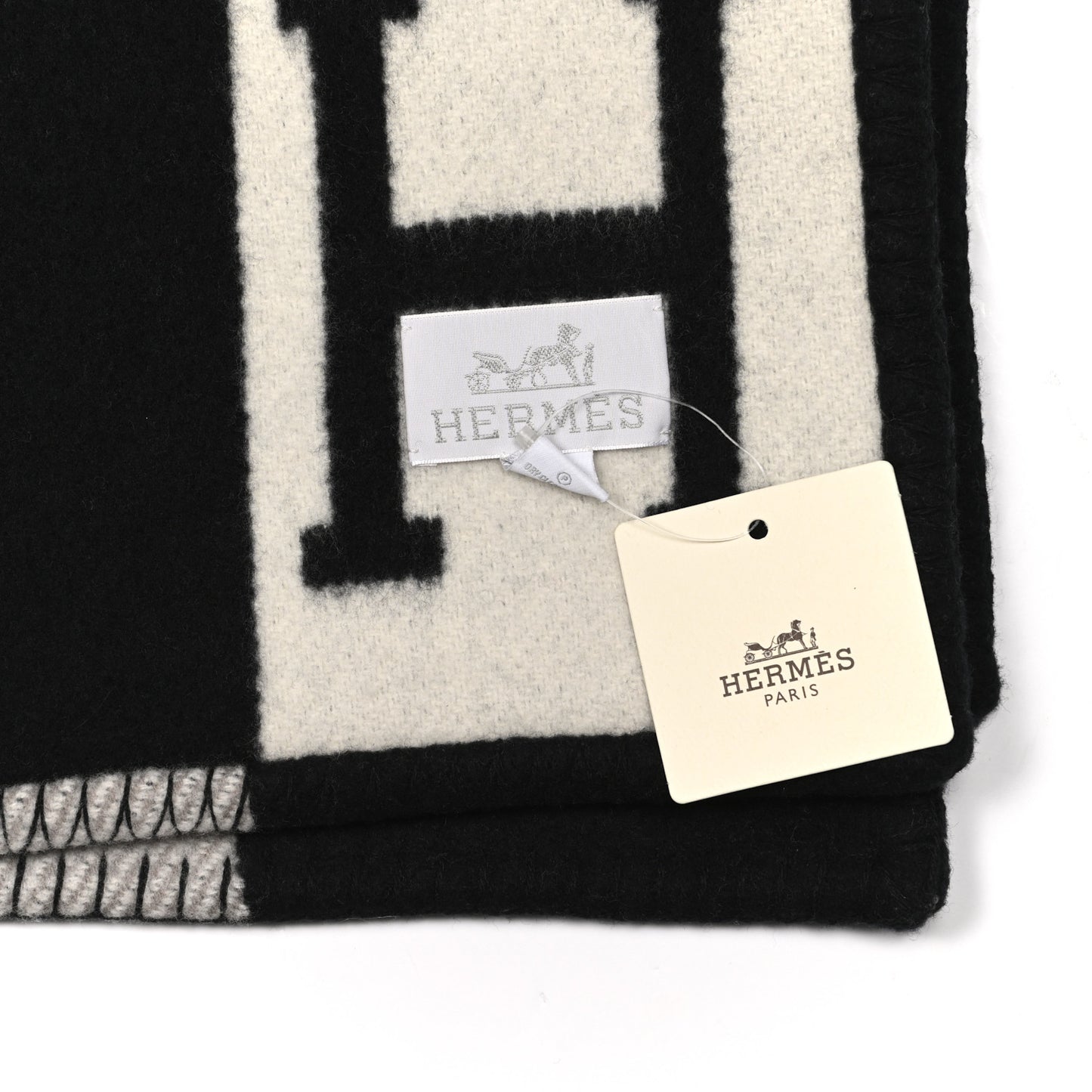 Wool Cashmere Avalon III Blanket Ecru Black