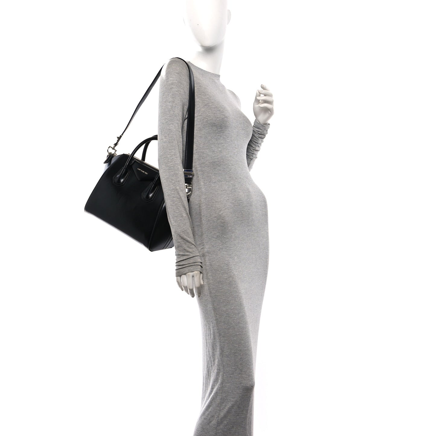 Shiny Lord Calfskin Small Antigona Black