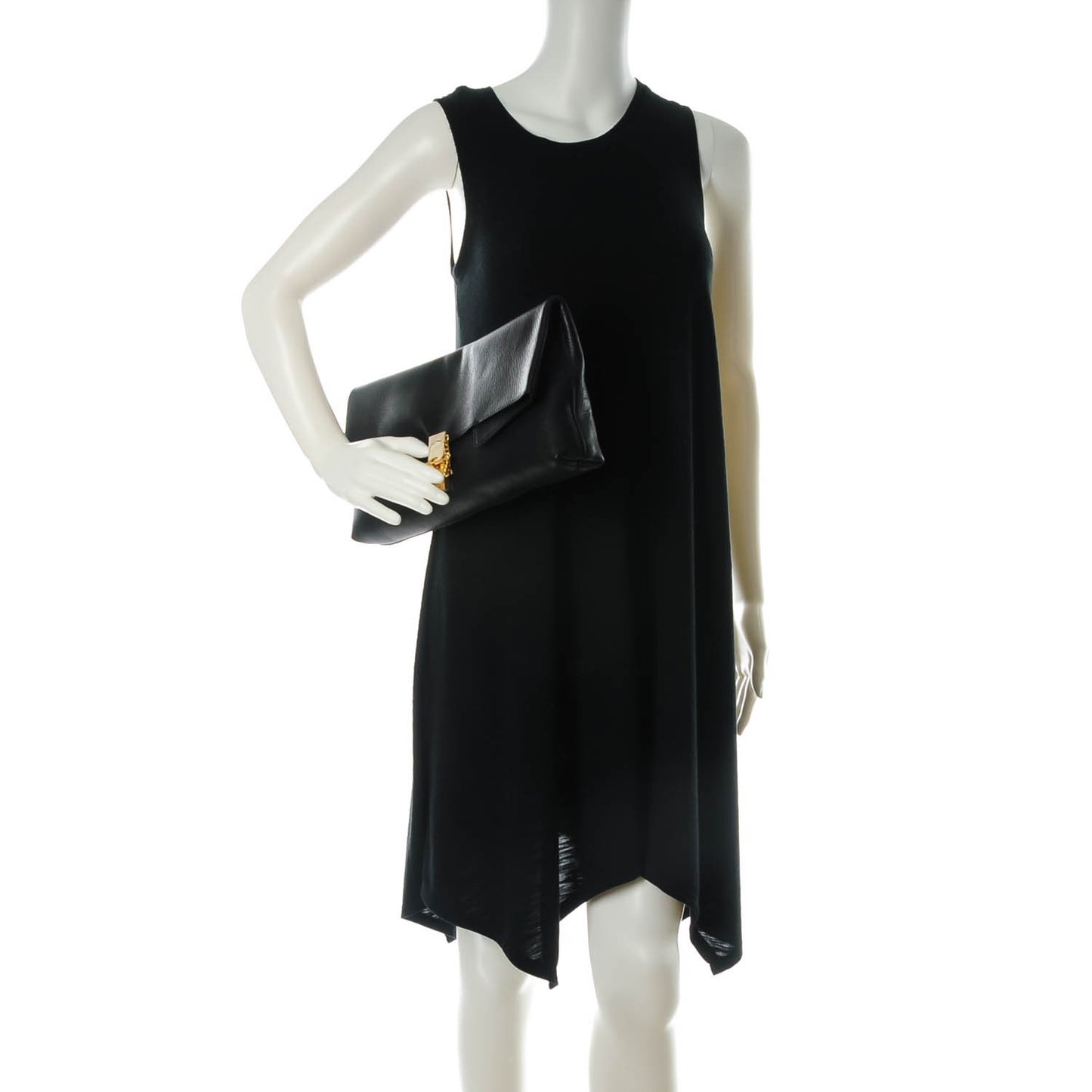 Grained Calfskin Drew Folded Clutch Black